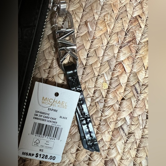 Michael Kors Glossy Black Croc-Embossed Card Holder - Picture 3 of 7